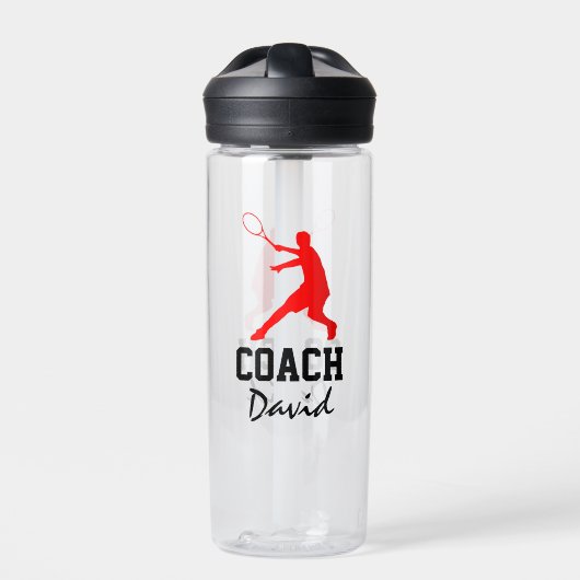 Tenniscoach Geschenk Squeezable Wasserflasche mit Trinkflasche (Vorderseite)