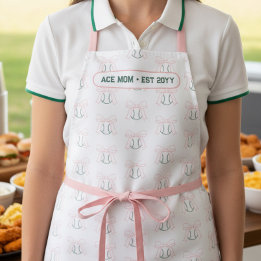 Tenniscore Ace Mom Preppy Coquette Tennis Ball Bow Schürze