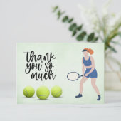 Tennisfrau mit Tennisball Dankeskarte (Stehend Vorderseite)