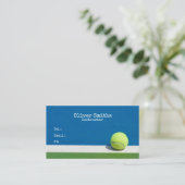 Tennislehrer mit Tennisball auf Blue Visitenkarte (Stehend Vorderseite)