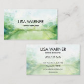 Tennislehrer Trainer WasserfarbenTennisplatz Visitenkarte (Vorne/Hinten)