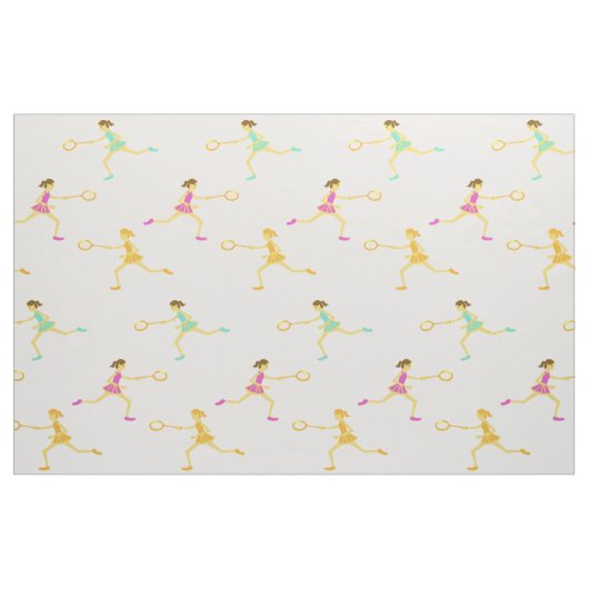 Tennismädchen mit Schläger und Ball Stoff (Fat Quarter (45,7 x 55,9 cm))