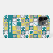 😍 Tennismuster Grün, Gelb und Grau Case-Mate iPhone Hülle (Rückseite (Horizontal))