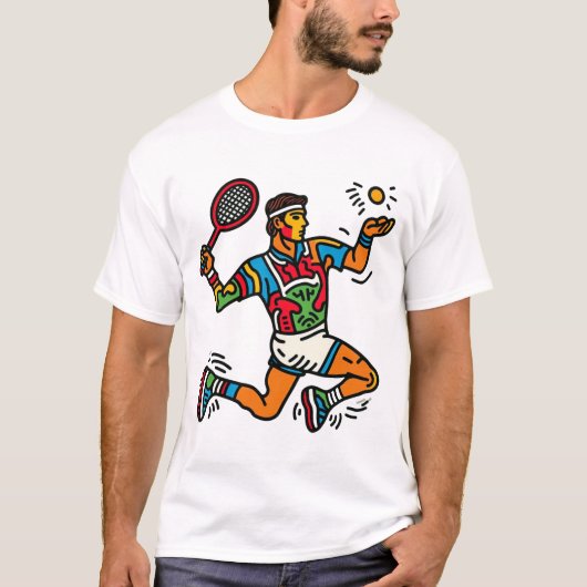 Tennismuster im Stil von Keith Haring 1 T-Shirt (Vorderseite)