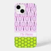 Tennismuster individuelle Name Blau iPhone 14 Gehä iPhone Hülle (Rückseite)