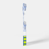 Tennismuster individuelle Name blau iPhone Hülle (Linke Seite)