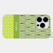 Tennismuster individuelle Name rosa grün Case-Mate iPhone Hülle (Rückseite (Horizontal))