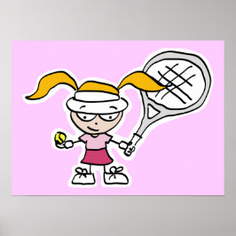 Tennisplakat mit Cartoon für Tennisspieler Poster