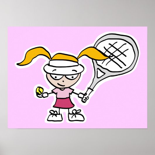 Tennisplakat mit Cartoon für Tennisspieler Poster (Vorne)