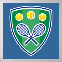 Tennisplakat mit Tennisschläger-Emblem