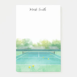 Tennisplatz-Aquarell Post-it Klebezettel