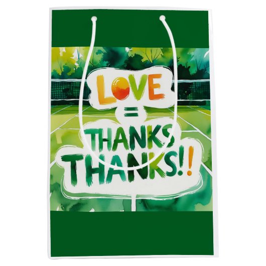 Tennisplatz mit Liebe und Dank Mittlere Geschenktüte (Vorderseite)