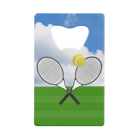 Tennisplatz & TENNIS RACKETS Kreditkartenflaschenöffner (Rückseite)