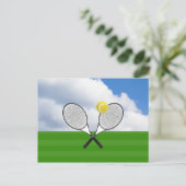 Tennisplatz & TENNIS RACKETS Postkarte (Stehend Vorderseite)