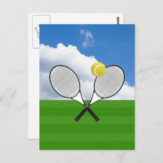 Tennisplatz & TENNIS RACKETS Postkarte (Vorne/Hinten)