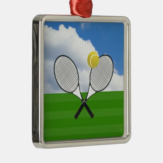 Tennisplatz & TENNIS RACKETS Silbernes Ornament (Rechts)
