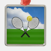 Tennisplatz & TENNIS RACKETS Silbernes Ornament (Vorne)
