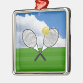 Tennisplatz & TENNIS RACKETS Silbernes Ornament (Links)