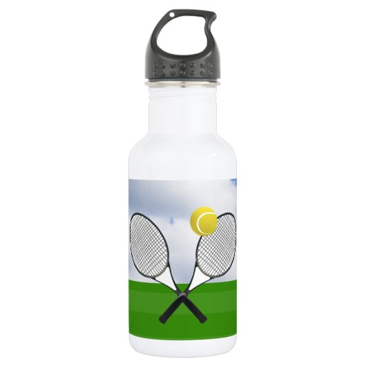 Tennisplatz & TENNIS RACKETS Trinkflasche (Vorderseite)