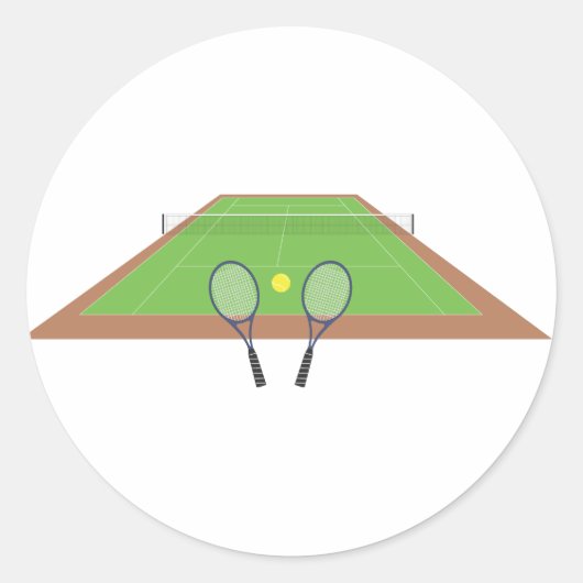 Tennisplatz und Racket-Aufkleber Runder Aufkleber (Vorderseite)