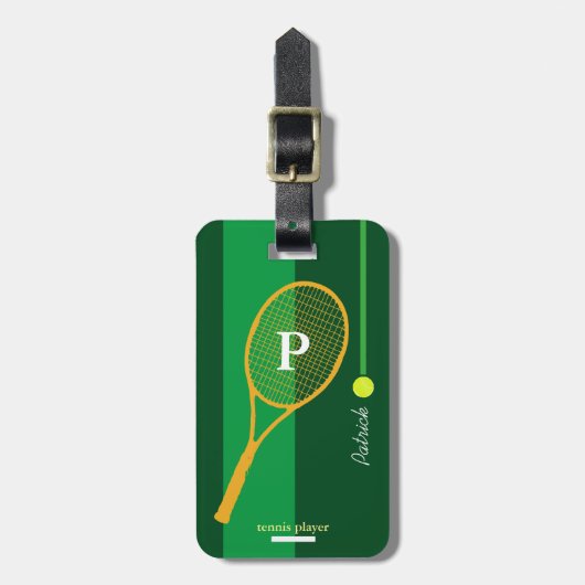 Tennisplätze im grünen Bereich personalisiert Gepäckanhänger (Vorderseite vertikal)
