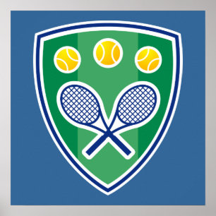 Tennisposter mit Tennisschläger-Emblem Poster