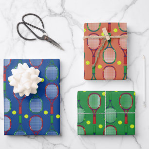Tennisrackets & Balls Muster Geschenkpapier Set