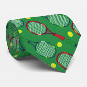 Tennisrackets & Balls Muster Krawatte (Gerollt)
