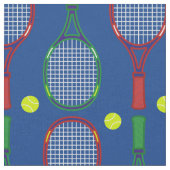 Tennisrackets & Balls Muster Stoff (Nahaufnahme)