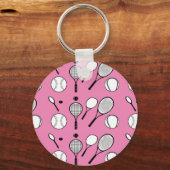 Tennisrosa Schwarz-weiß Schlüsselanhänger (Vorderseite)