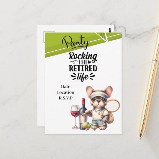 Tennisruhestand Postkarte (Vorderseite/Rückseite Beispiel)