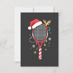 Tennissattel mit Weihnachtsmannmütze und Weihnacht Dankeskarte