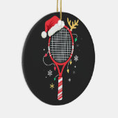 Tennissattel mit Weihnachtsmannmütze und Weihnacht Keramik Ornament (Rechts)