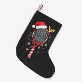 Tennissattel mit Weihnachtsmannmütze und Weihnacht Kleiner Weihnachtsstrumpf (Vorderansicht (hängend))