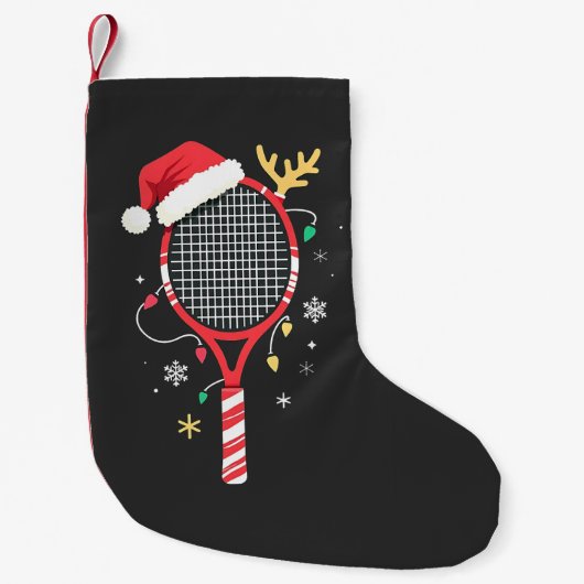 Tennissattel mit Weihnachtsmannmütze und Weihnacht Kleiner Weihnachtsstrumpf (Vorderseite)