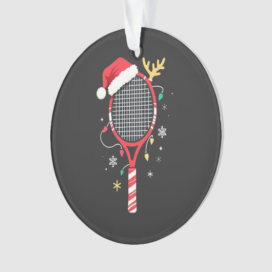 Tennissattel mit Weihnachtsmannmütze und Weihnacht Ornament (Vorderseite)