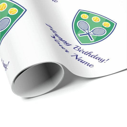 Tennisschläger auf der Durchreise zum Geburtstag o Geschenkpapier (Rolleneckpunkt)