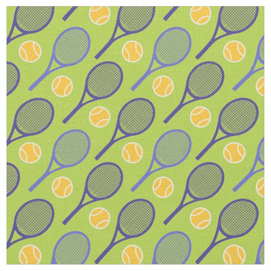 💚 🤩 🎾 Tennisschläger auf Grün (kleine Fliesen) Stoff (Nahaufnahme)