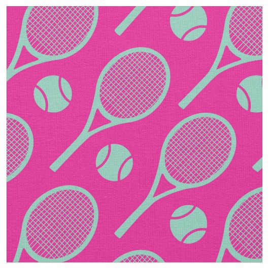 💗 🤩 🎾 Tennisschläger auf rosa Untergrund - neu Stoff (Nahaufnahme)