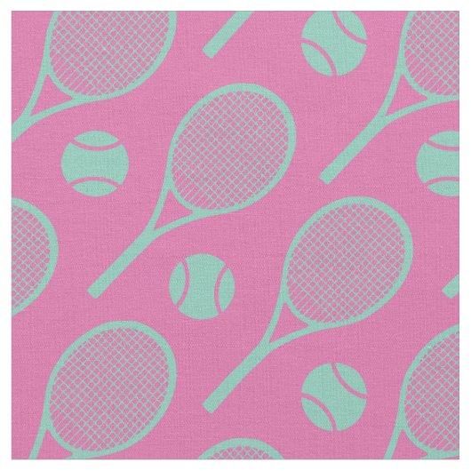 Tennisschläger auf rosa Untergrund Stoff (Nahaufnahme)