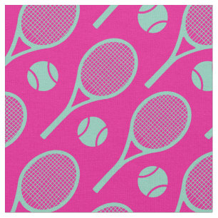 💗 🤩 🎾 Tennisschläger auf rosa Untergrund Stoff