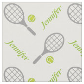 Tennisschläger, Ball und Ihr Name personalisiert Stoff (Nahaufnahme)