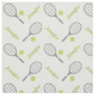 Tennisschläger, Ball und Ihr Name personalisiert Stoff