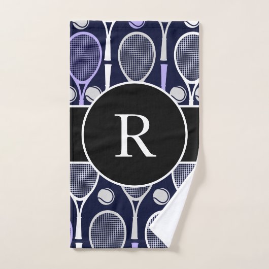 Tennisschläger & Balls Teamname Monogram Lila Handtuch (Handtuch)