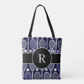 Tennisschläger & Balls Teamname Monogram Lila Tasche (Rückseite)