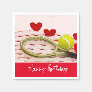 Tennisschläger Glücklich Geburtstag mit LIEBE Serviette