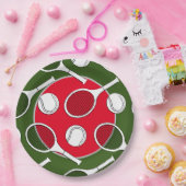 Tennisschläger Kugel schwarz Tinte rot Grün Weihna Pappteller (Party)