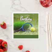 Tennisschläger mit Ball Happy Birthday Serviette (Beispiel)