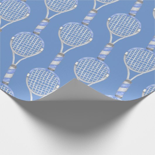 Tennisschläger mit blauem Hintergrund Geschenkpapier (Ecke)