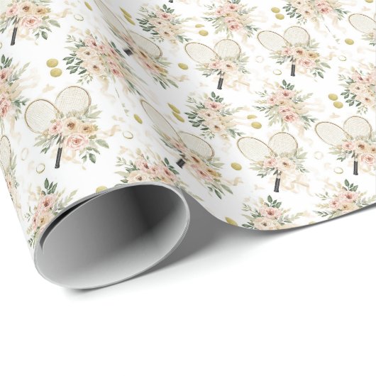 Tennisschläger mit floral  geschenkpapier (Rolleneckpunkt)